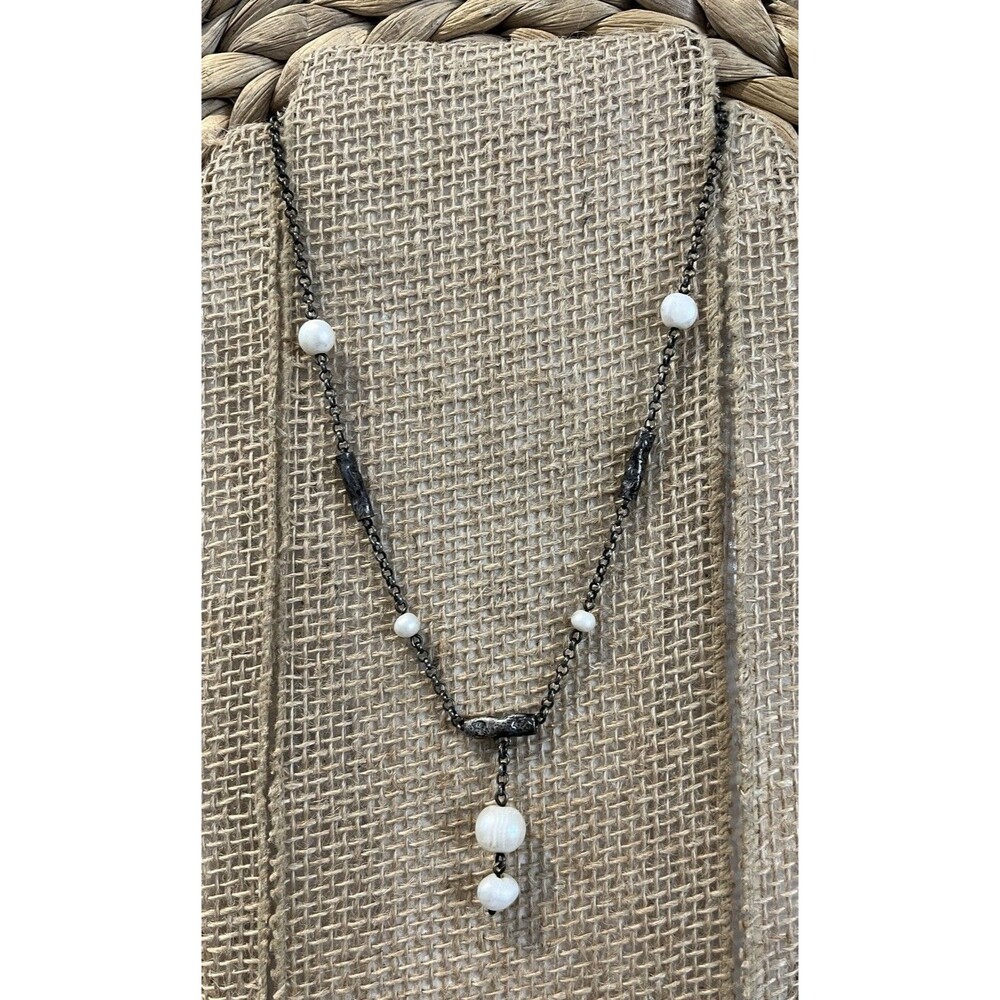 SILPADA Necklace Genuine Baroque Pearl 925 Sterling Silver Unique Rope Chain 18"